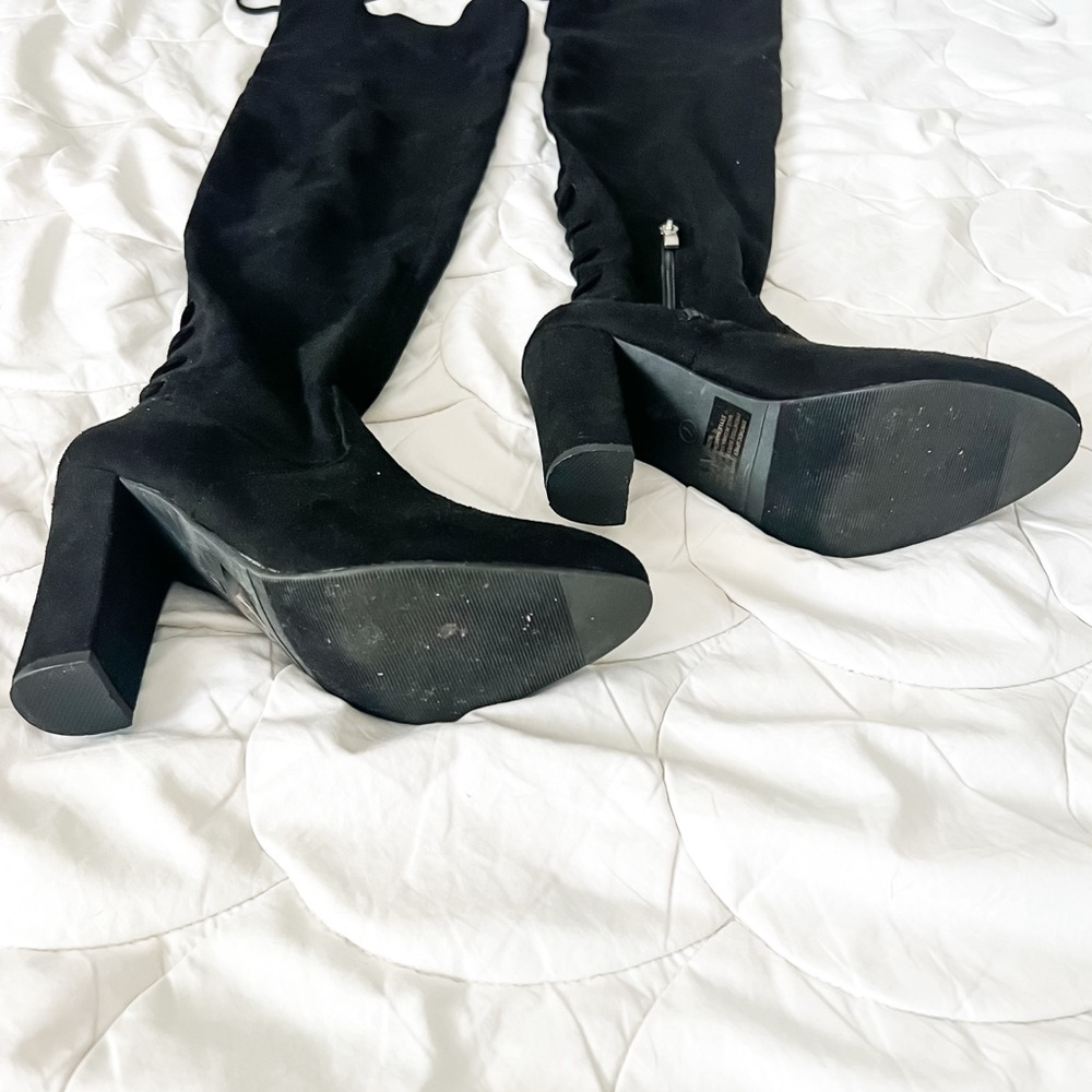 Streetwear Society Slim Fit Over-the-Knee Black Boots, 7 - Picture 4 of 6